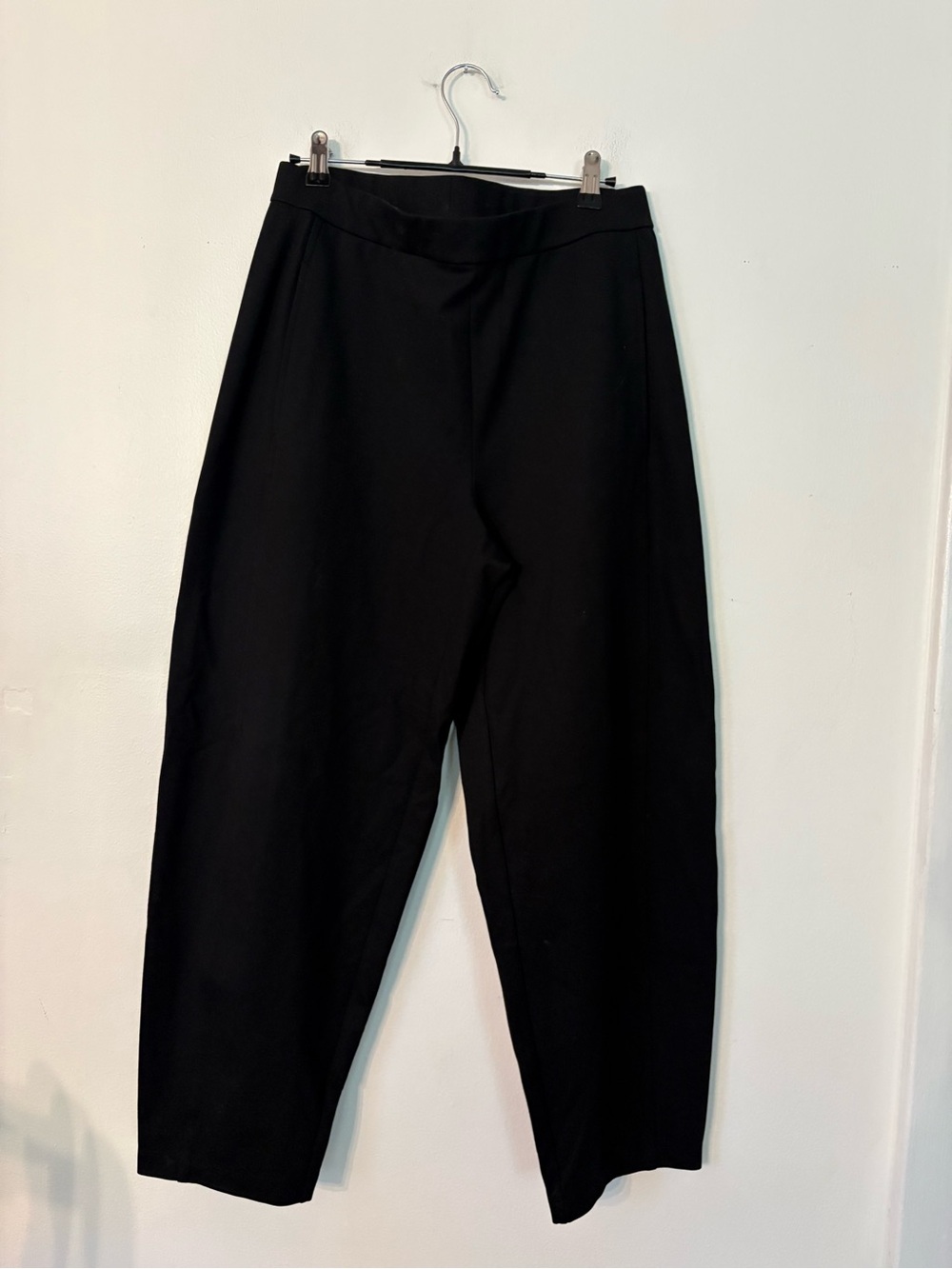 Eileen Fisher Black Wide-Leg Cropped Trousers